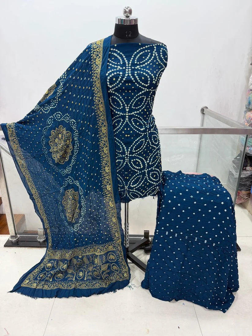 Premium Jamnagar Bandhani Suit Set with Designer Dupatta