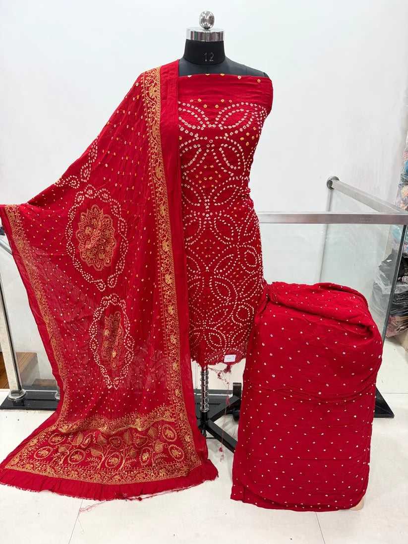 Premium Jamnagar Bandhani Suit Set with Designer Dupatta