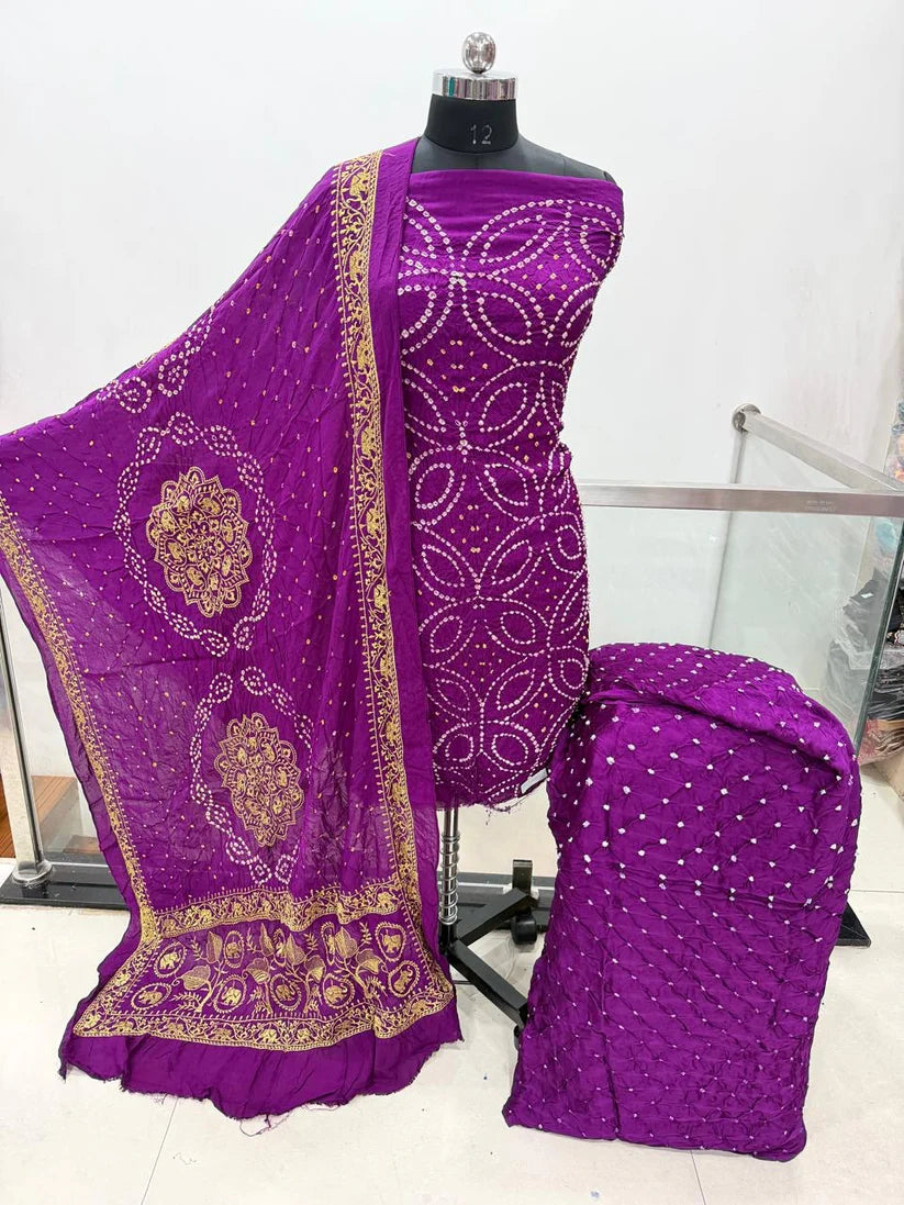 Premium Jamnagar Bandhani Suit Set with Designer Dupatta