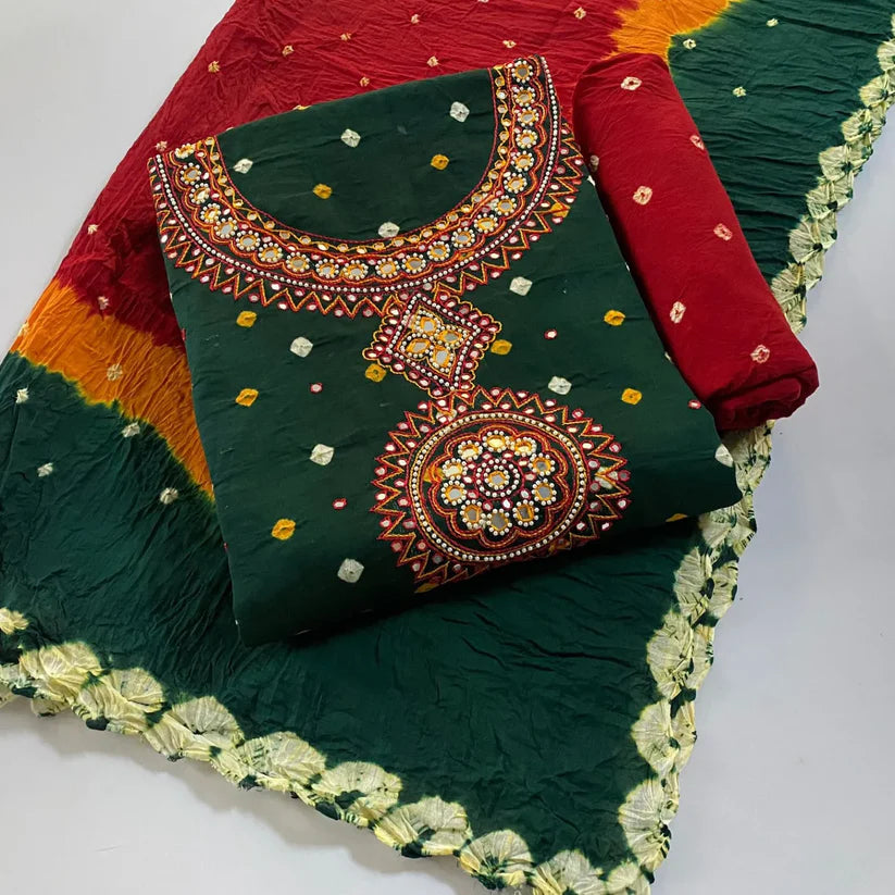 Royal Jamnagar Bandhani Dress Material Set