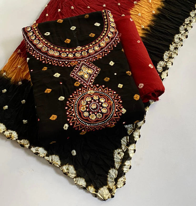 Royal Jamnagar Bandhani Dress Material Set